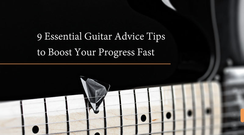 a guitar neck with pick title context 9 essential guitar advice tips to boost your progress fast