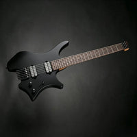 A Norlyth headless electric guitar with a unique star-shaped body, shown diagonally against a dark gray gradient background.