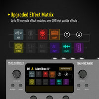 Soniccake Matribox II audio effects processor with colorful effect modules on a black background