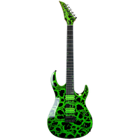a green electric guitar front